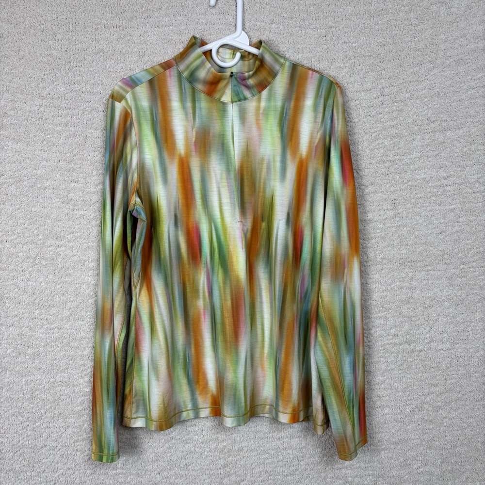 Calia Top Womens XL Filtered Floral Multi Tissue Texture UV Quarter Zip Golf